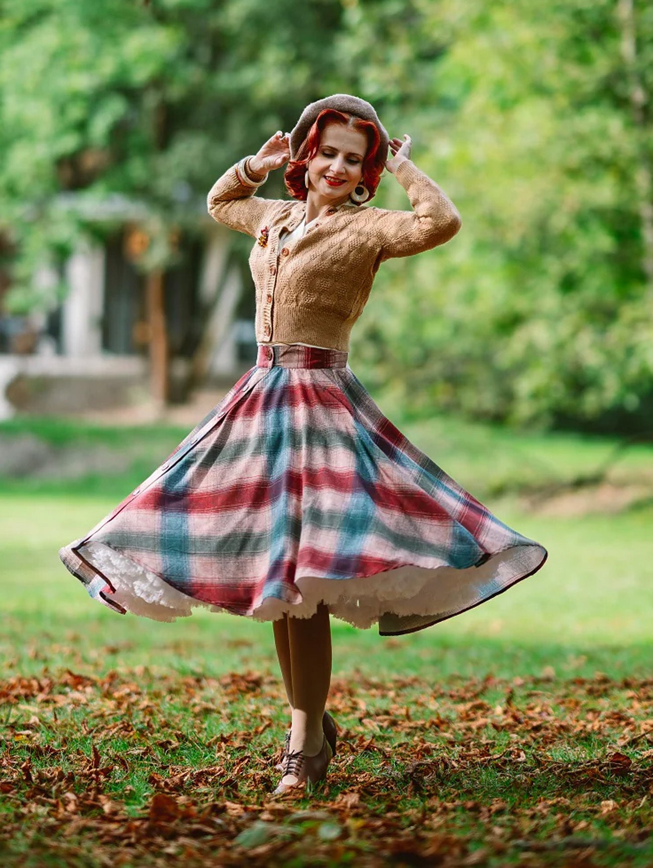 RocknRomance_BEVERLY_COTSWOLD_CHECK_Vintage_True_50s_Button_Front_SWING_SKIRT_Rock_-_Mehrfarbig-2