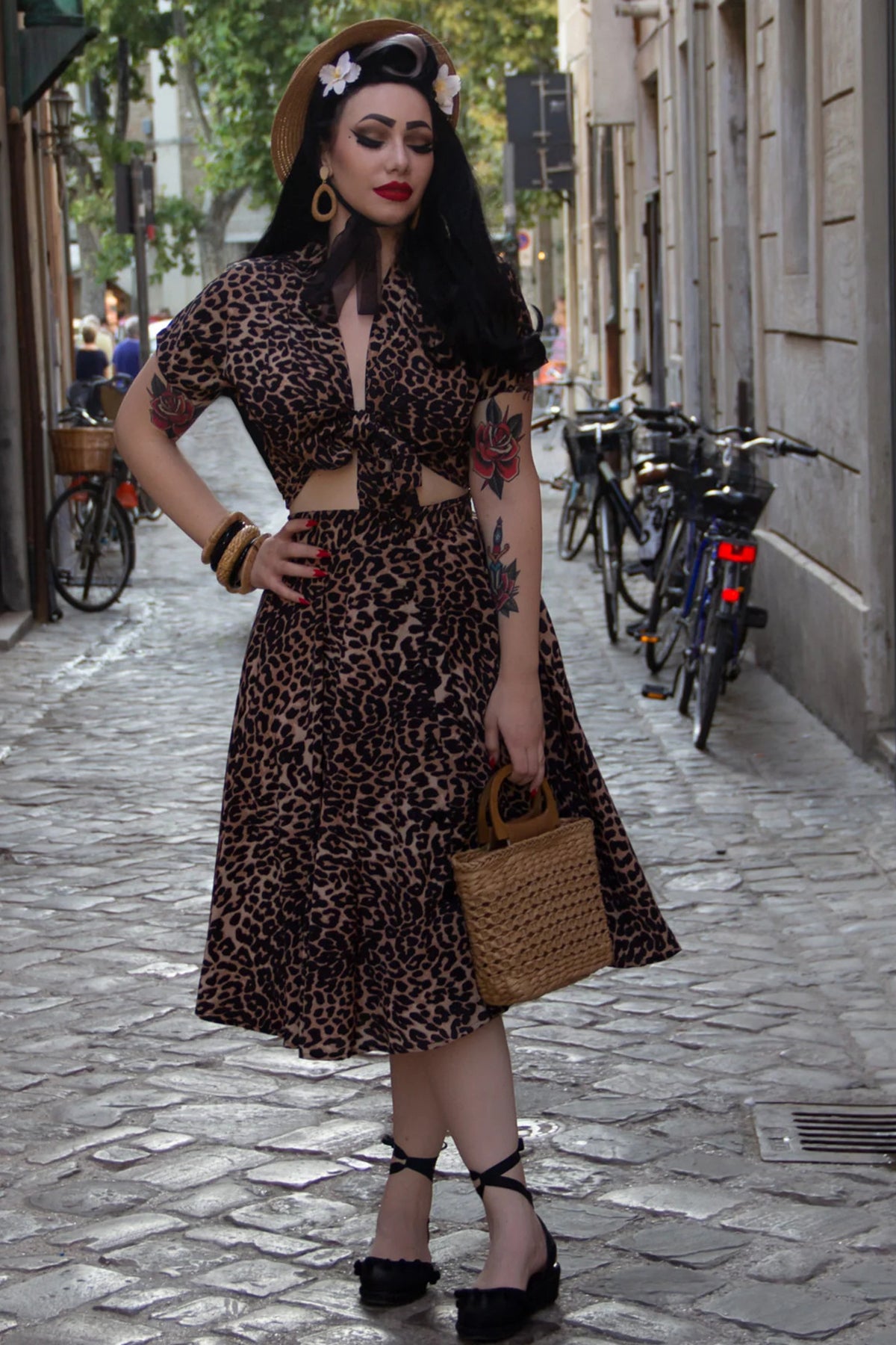 RocknRomance_BEVERLY_LEOPARD_Vintage_BUTTONED_50s_SWING_SKIRT_Rock_killer_kirsche_2