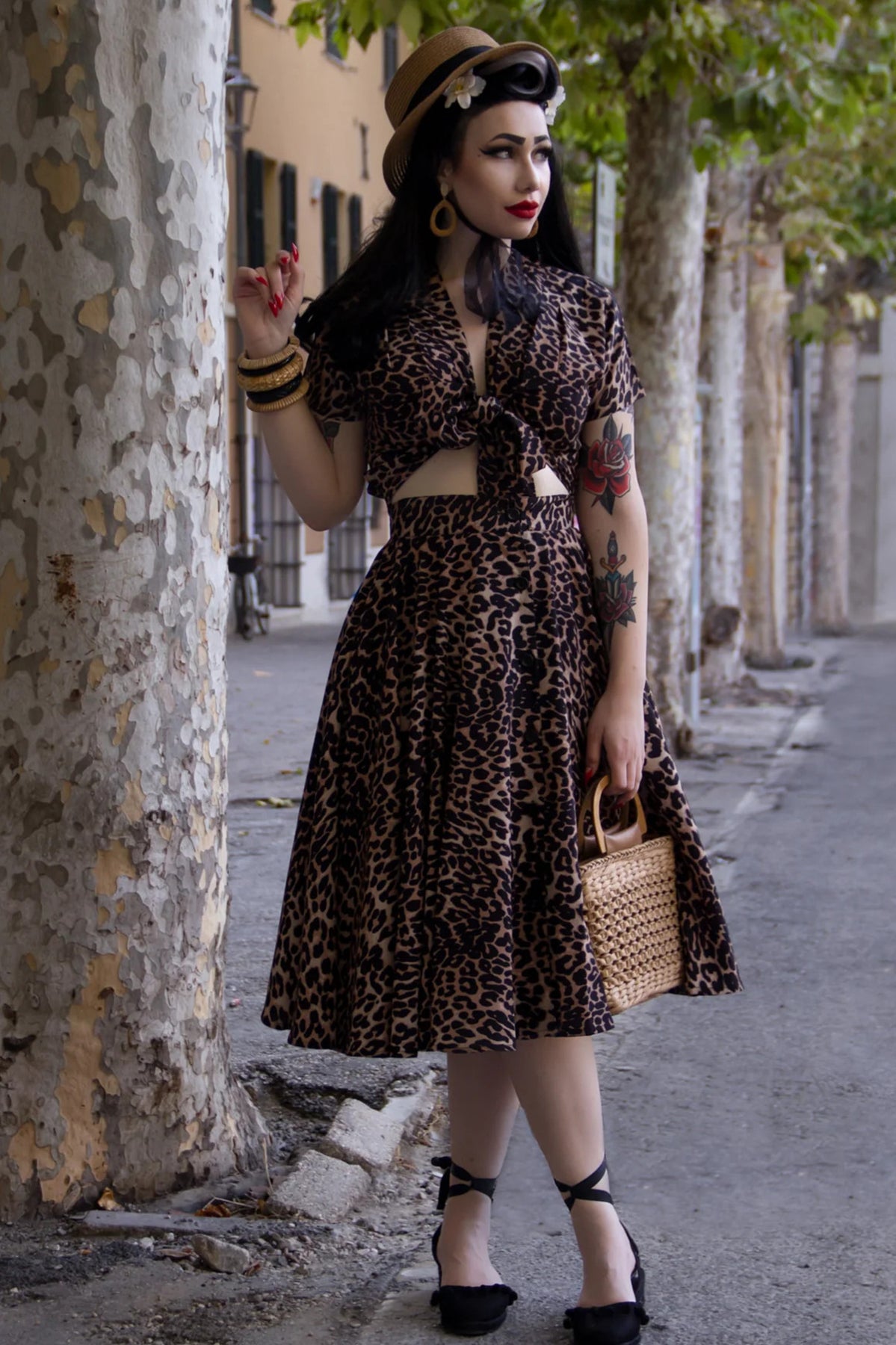 RocknRomance_BEVERLY_LEOPARD_Vintage_BUTTONED_50s_SWING_SKIRT_Rock_killer_kirsche_3