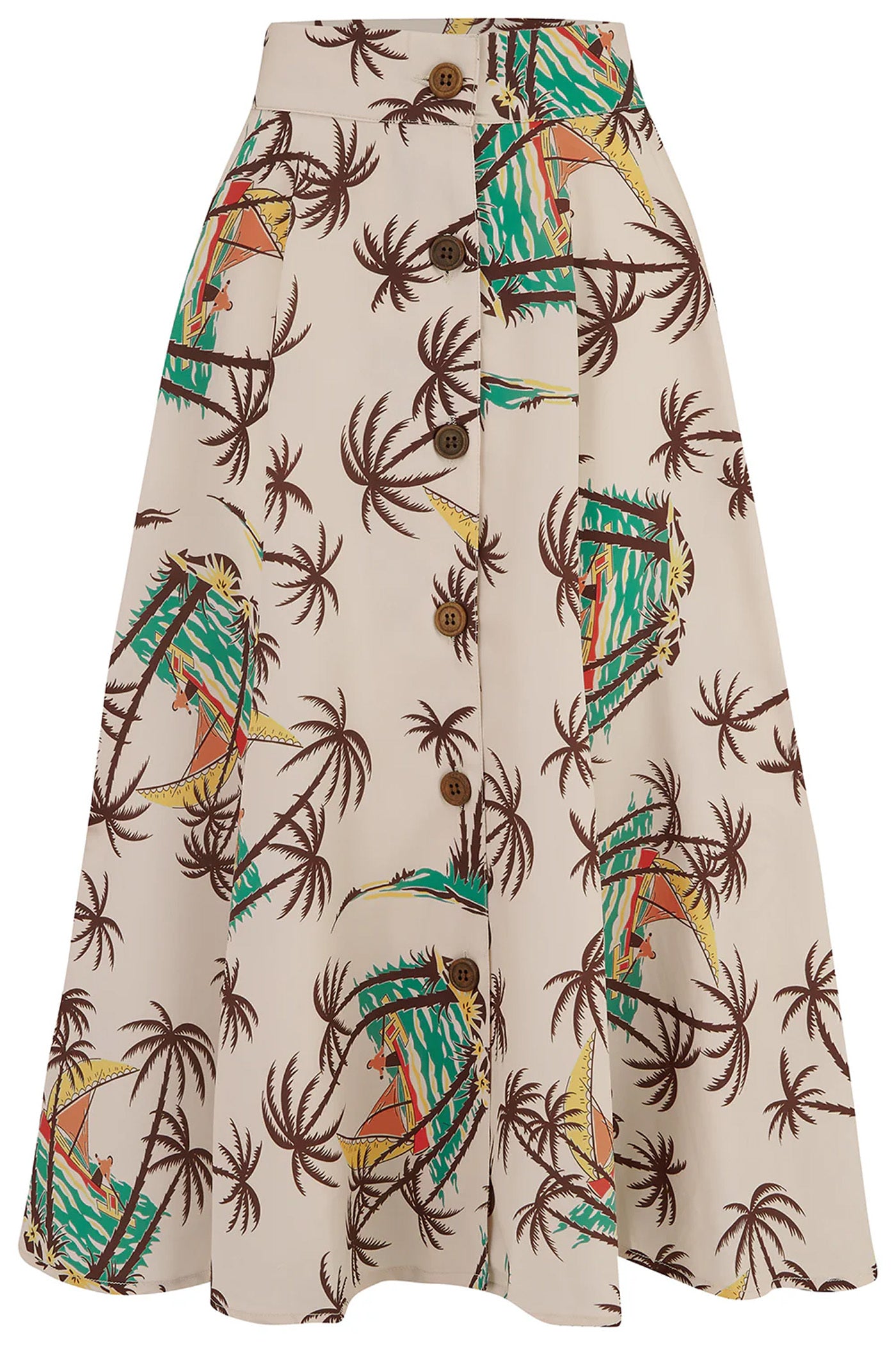 RocknRomance_BEVERLY_TAHITI_Print_Vintage_True_50s_Button_Front_SWING_SKIRT_Rock_-_Beige-1