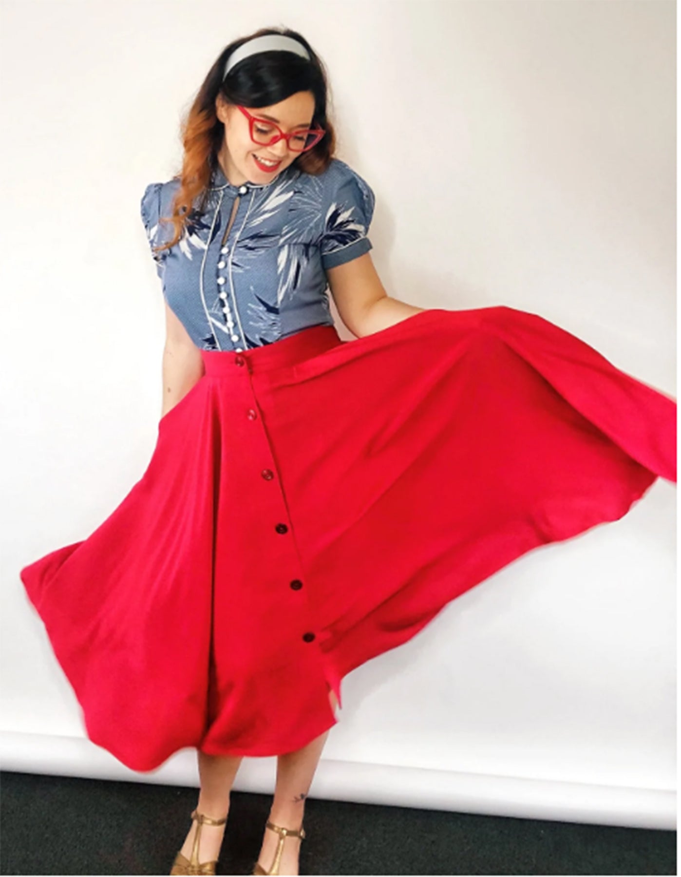 RocknRomance_BEVERLY_Vintage_BUTTON_FRONT_50s_SWING_SKIRT_Rock_Rot_Killer_Kirsche-2