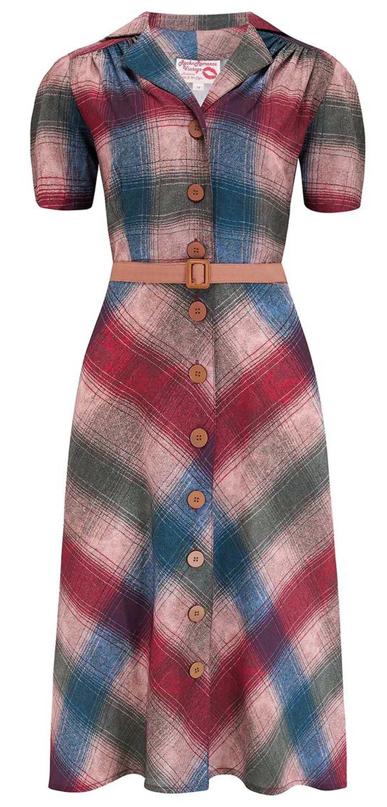 RocknRomance_CHARLENE_COTSWOLD_Check_50s_Kurzarm_A-LINIE_KLEID_Dress_-_Mehrfarbig-2