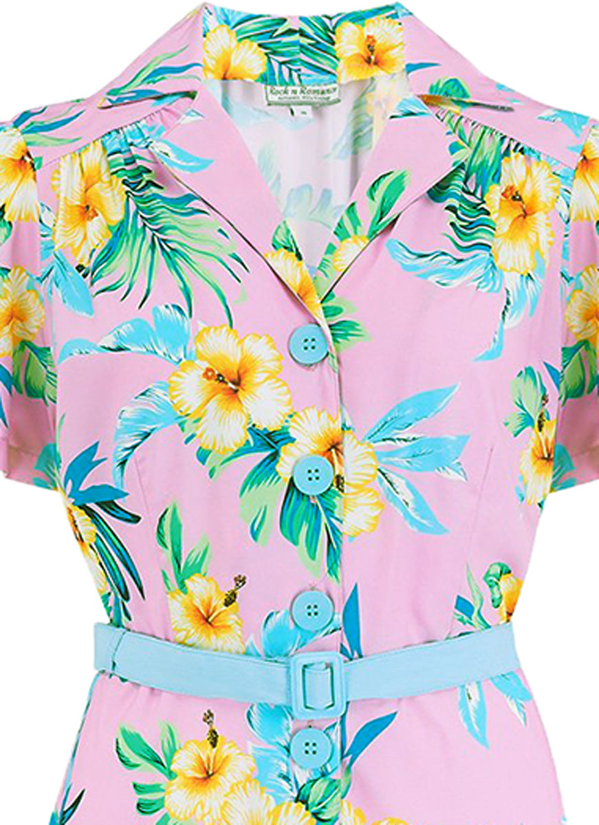 RocknRomance_CHARLENE_Hawaiian_HIBISKUS_Kurzarm_Dress_KLEID_Rosa_killer_kirsche_10eewBzGywizt8