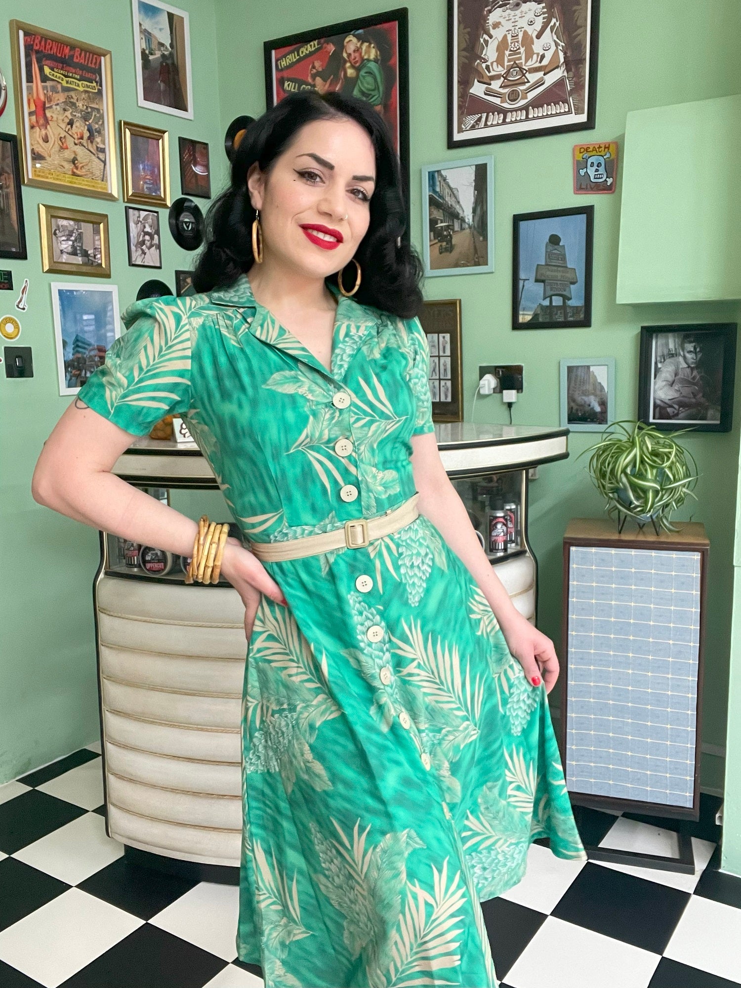 RocknRomance_CHARLENE_RUBY_PALM_50s_ALOHA_Kurzarm_A-LINIE_KLEID_Dress_Gruen-3