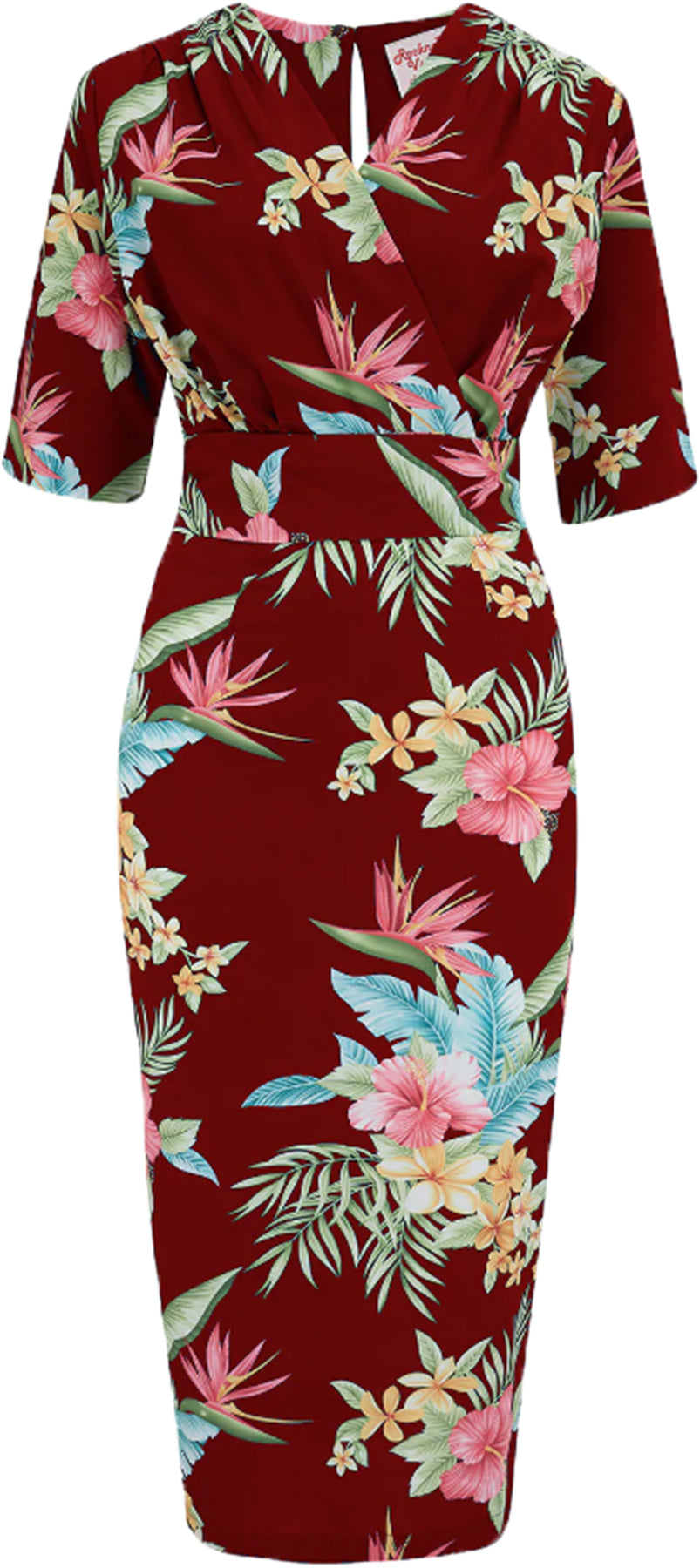 RocknRomance_EVELYN_Honolulu_Tropical_50s_PENCIL_DRESS_Bleistiftkleid_Bordeaux_Killer_Kirsche-1