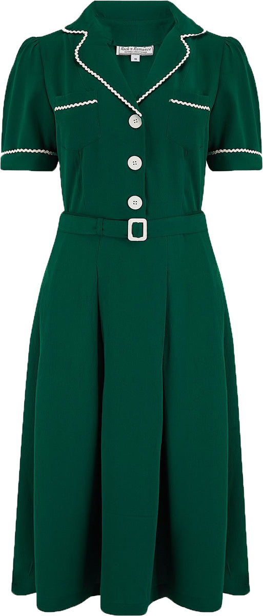 RocknRomance_KITTY_Vintage_RIC-RAC_Kurzarm_Shirtwaister_50s_KLEID_Dress_Gruen-1
