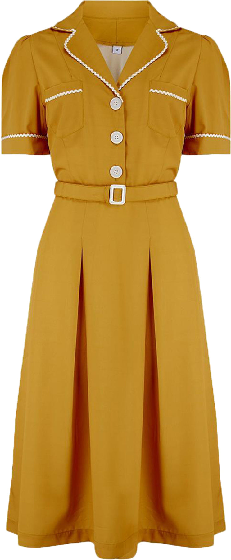 RocknRomance_KITTY_Vintage_RIC-RAC_Kurzarm_Shirtwaister_50s_KLEID_Dress_Senfgelb_killer_kirscheDUDs76kB0xzSH