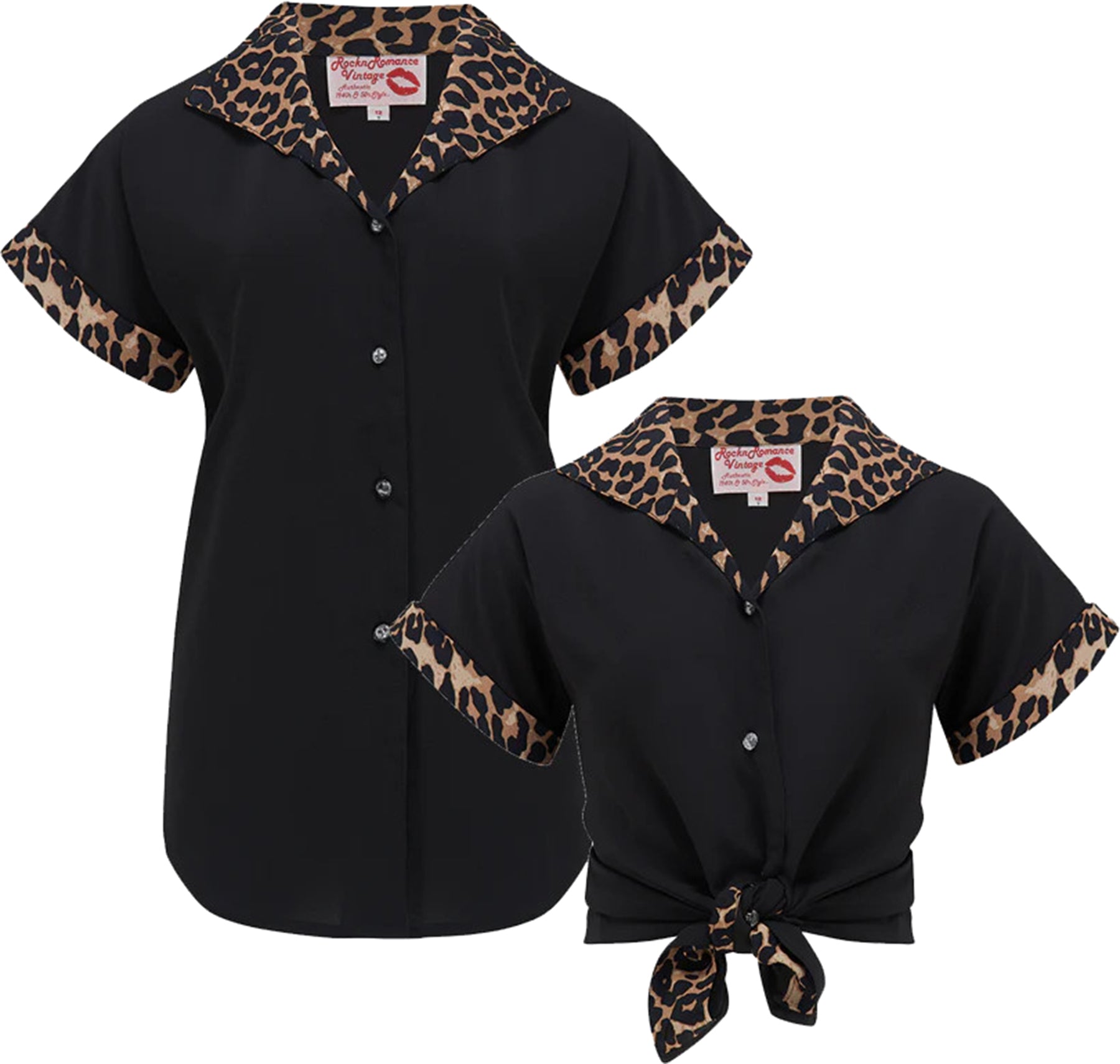 RocknRomance_MARIA_LEOPARD_Authentic_1950s_Style_Kurzarm_TIE_UP_BLUSE_Blouse_killer_kirsche_0