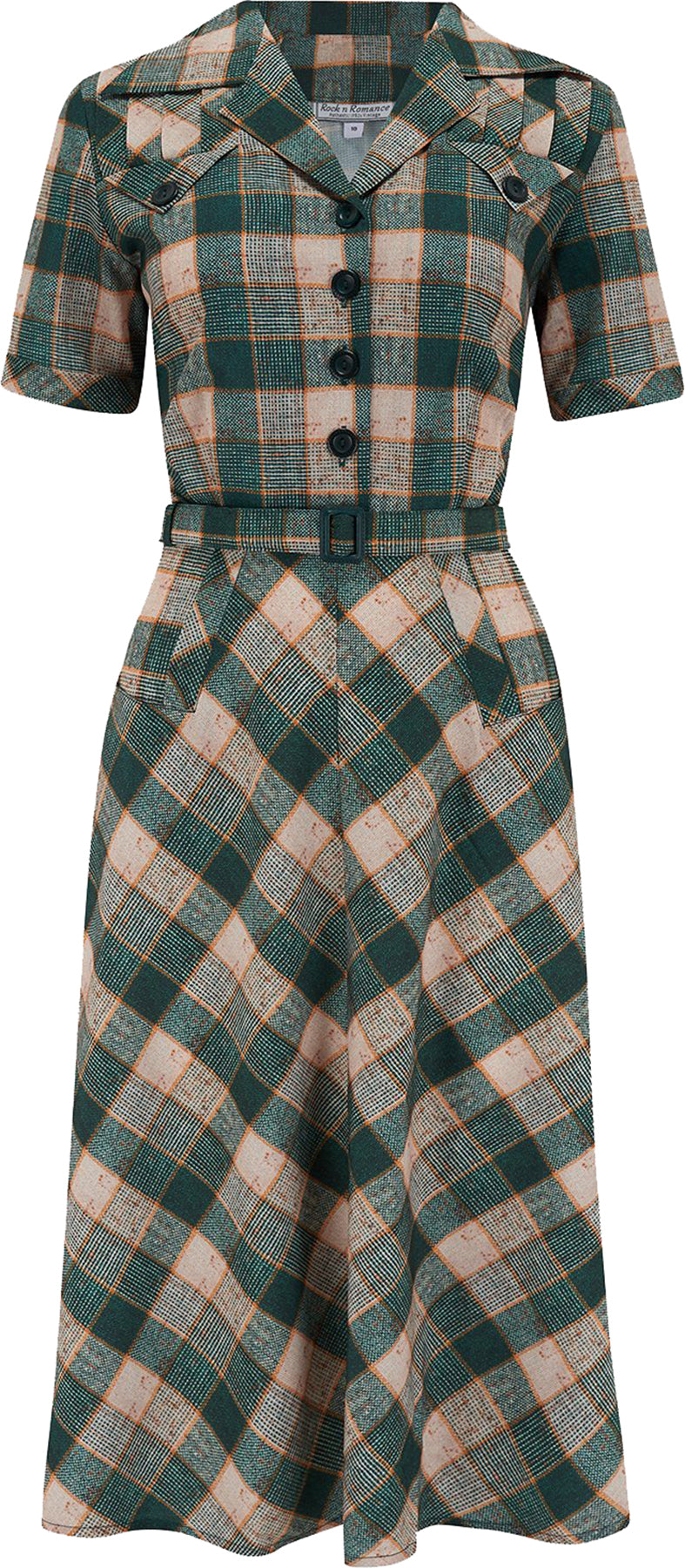 RocknRomance_POLLY_50s_KARO_Green_Check_KURZARM_A-Linie_HEMDKLEID_Dress_Killer_Kirsche-1o7UcfOIEOPJW5