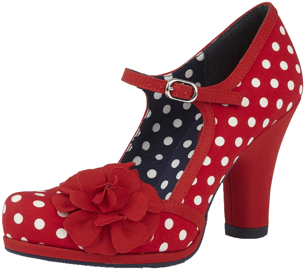 Ruby_Shoo_HANNAH_Vintage_POLKA_DOT_Punkte_BLUME_Riemchen_PUMPS-1