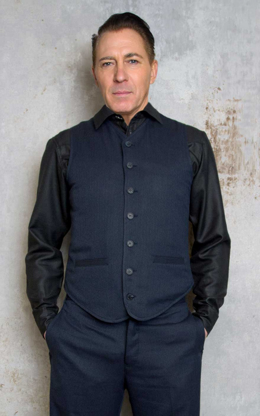 Rumble59_BLUE_HERRINGBONE_Vintage_Long_Island_CINCHBACK_V-Neck_Waistcoat_WESTE_Vest-1