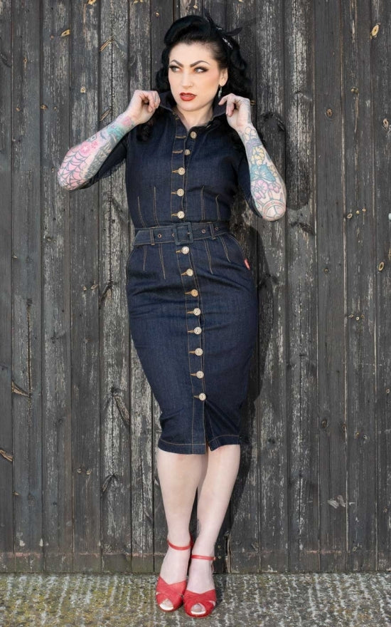 Rumble_59_SECOND_SKIN_Kurzarm_DENIM_Jeans_Pencil_DRESS_Hemdkleid_killer_kirsche_1VjIeUWTkfvQaq