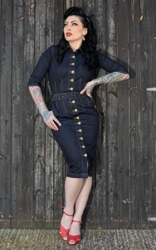Rumble_59_SECOND_SKIN_Kurzarm_DENIM_Jeans_Pencil_DRESS_Hemdkleid_killer_kirsche_5wu2xIe8yXvSrg