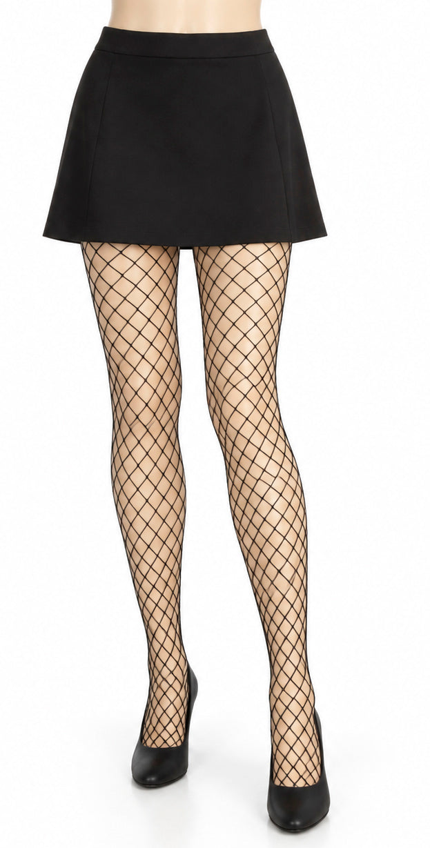 Klassische «Vintage Vibes» Netzstrumpfhose, mittleres Netzmuster, schwarz