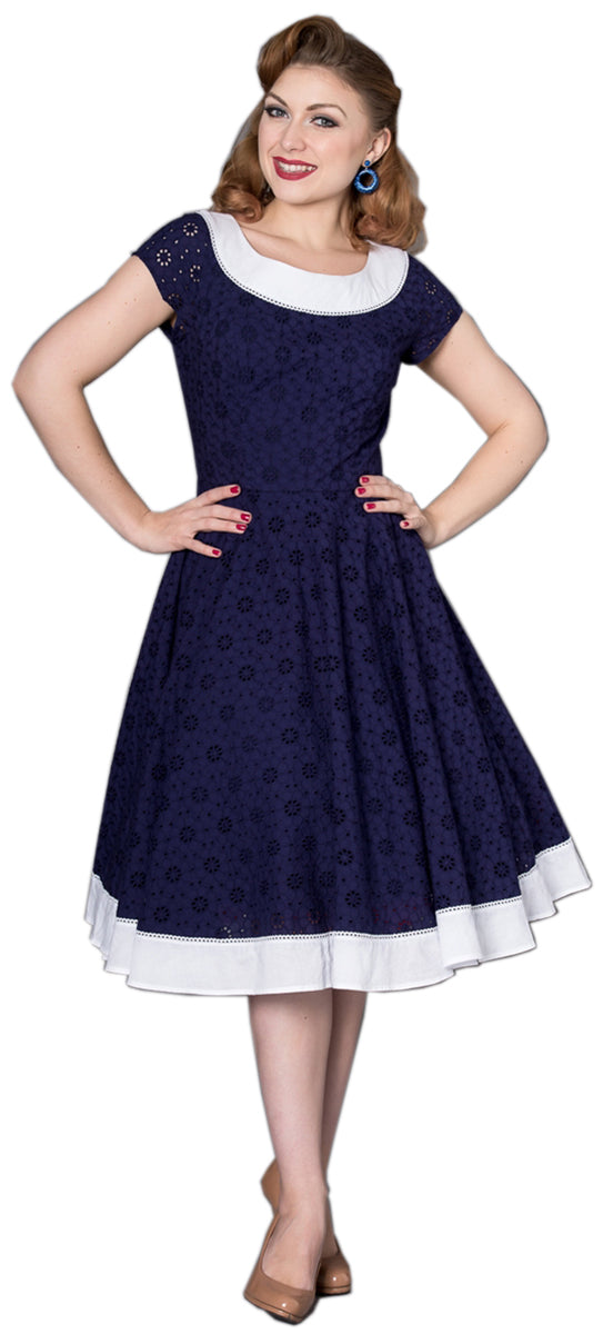 Sheen_CARRLA_Vintage_FLORAL_Two-Tone_Retro_Kurzarm_SWING_Dress_Kleid-1