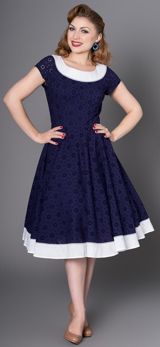 Sheen_CARRLA_Vintage_FLORAL_Two-Tone_Retro_Kurzarm_SWING_Dress_Kleid-14VBocHRzq7deb