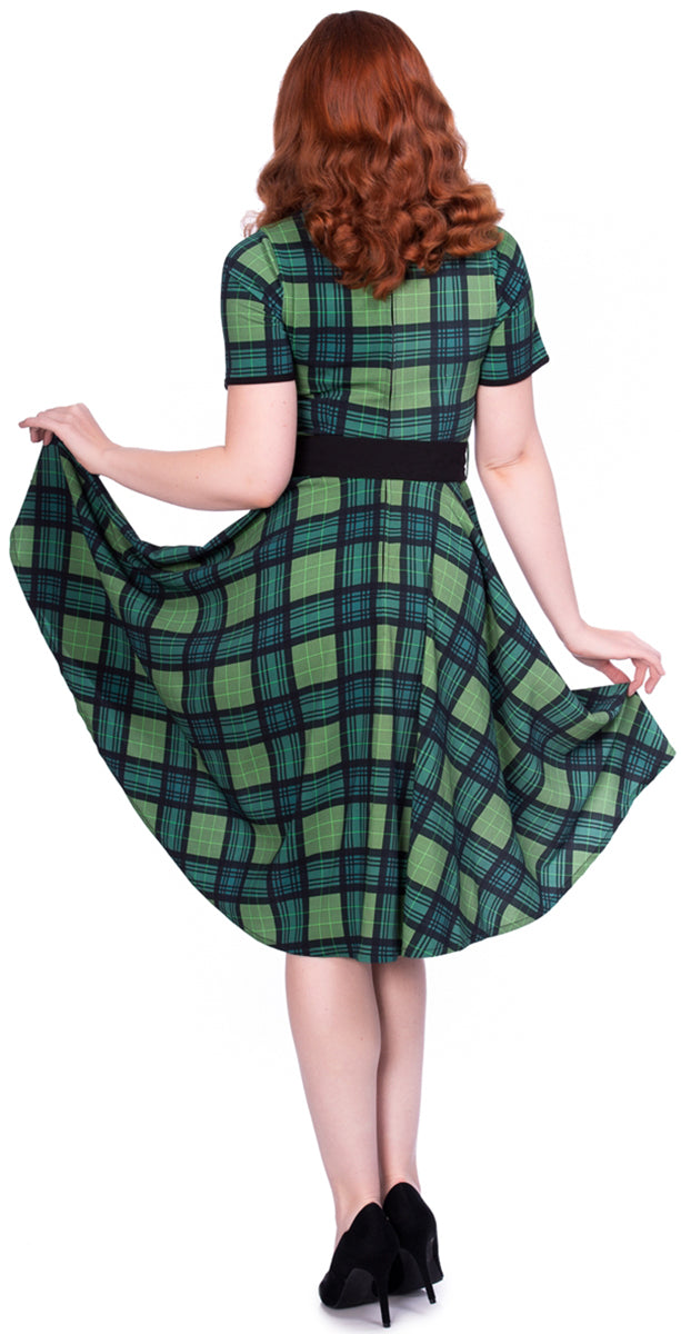 Sheen_DOLLY_Vintage_TARTAN_Karo_Buttoned_Kurzarm_SWING_Dress_Kleid-3