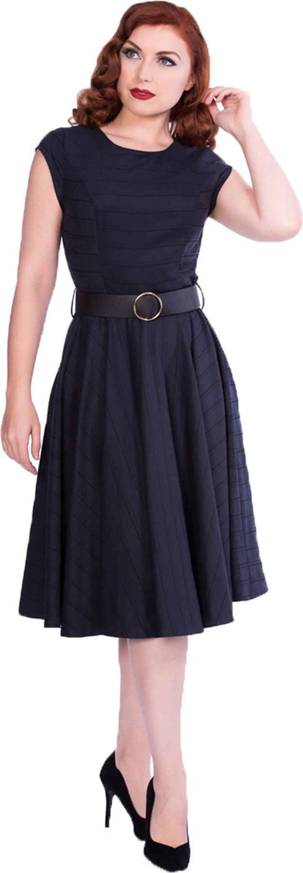 Sheen_FLORENCE_Retro_STRIPED_Streifen_Kurzarm_50s_SWING_DRESS_Kleid_Navy_killer_kirschen2DQCKTWrixKz