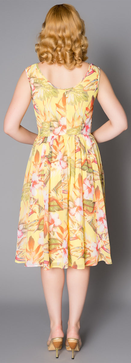 Sheen_GIJNA_Vintage_TROPICAL_Hibiscus_Flower_Chiffon_SWING_Dress_Kleid-3