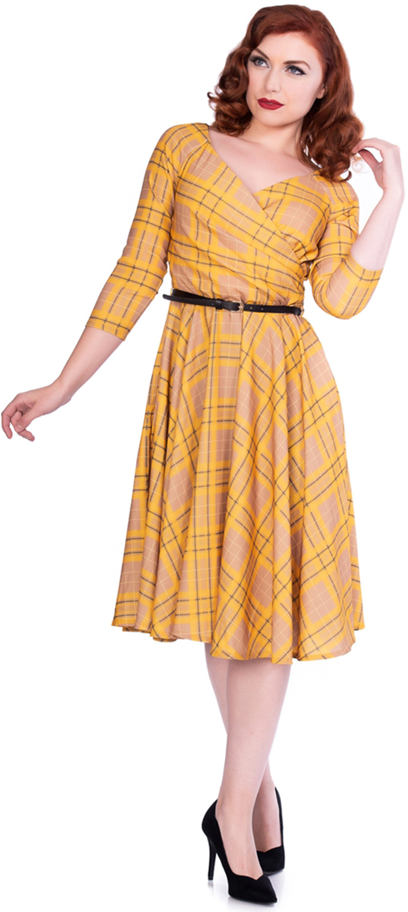 Sheen_KACEE_Vintage_TARTAN_Karo_V-NECK_Dreiviertelarm_SWING_Dress_Kleid_killer_kirscheGv1O7yW4mRm0l