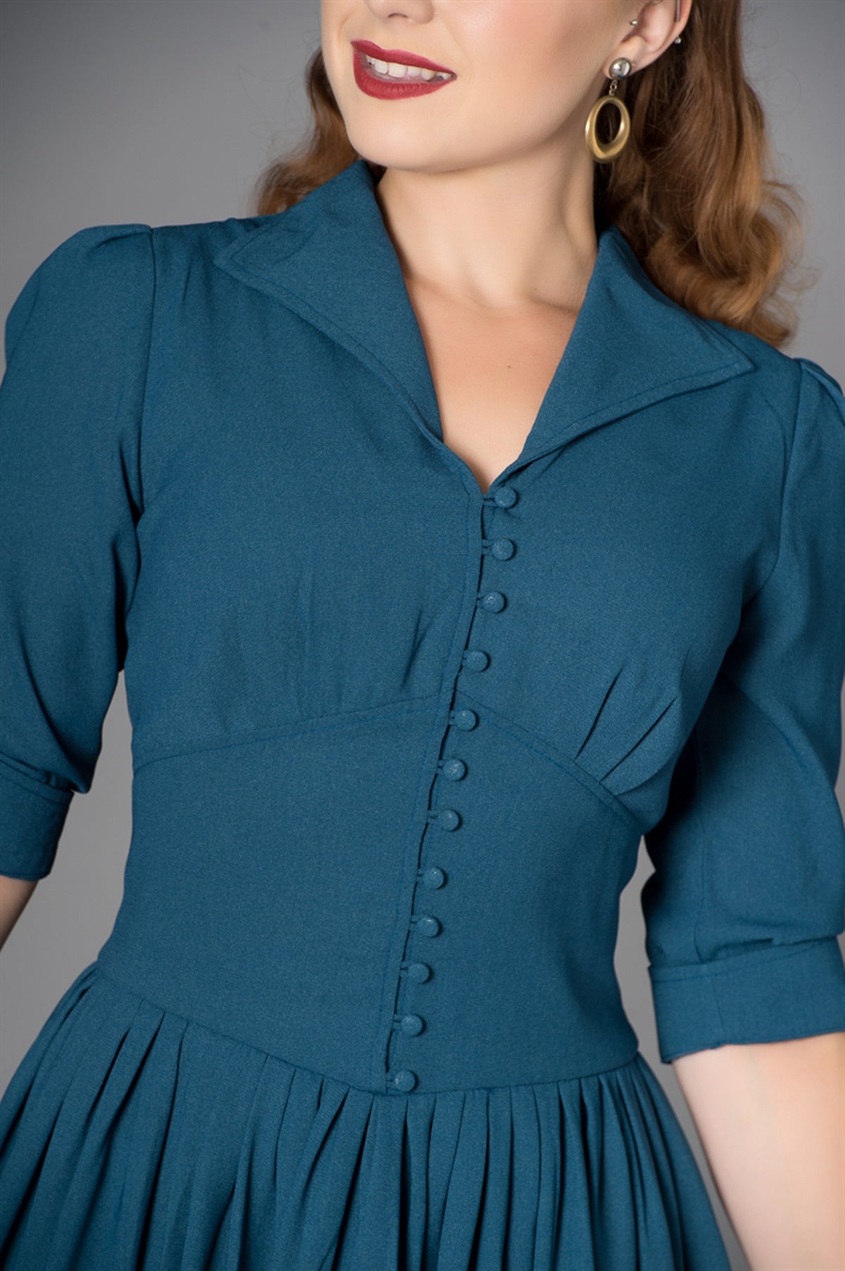 Sheen_PETRA_Vintage_3_4_ARM_V-Neck_Retro_SWING_Dress_Kleid-2