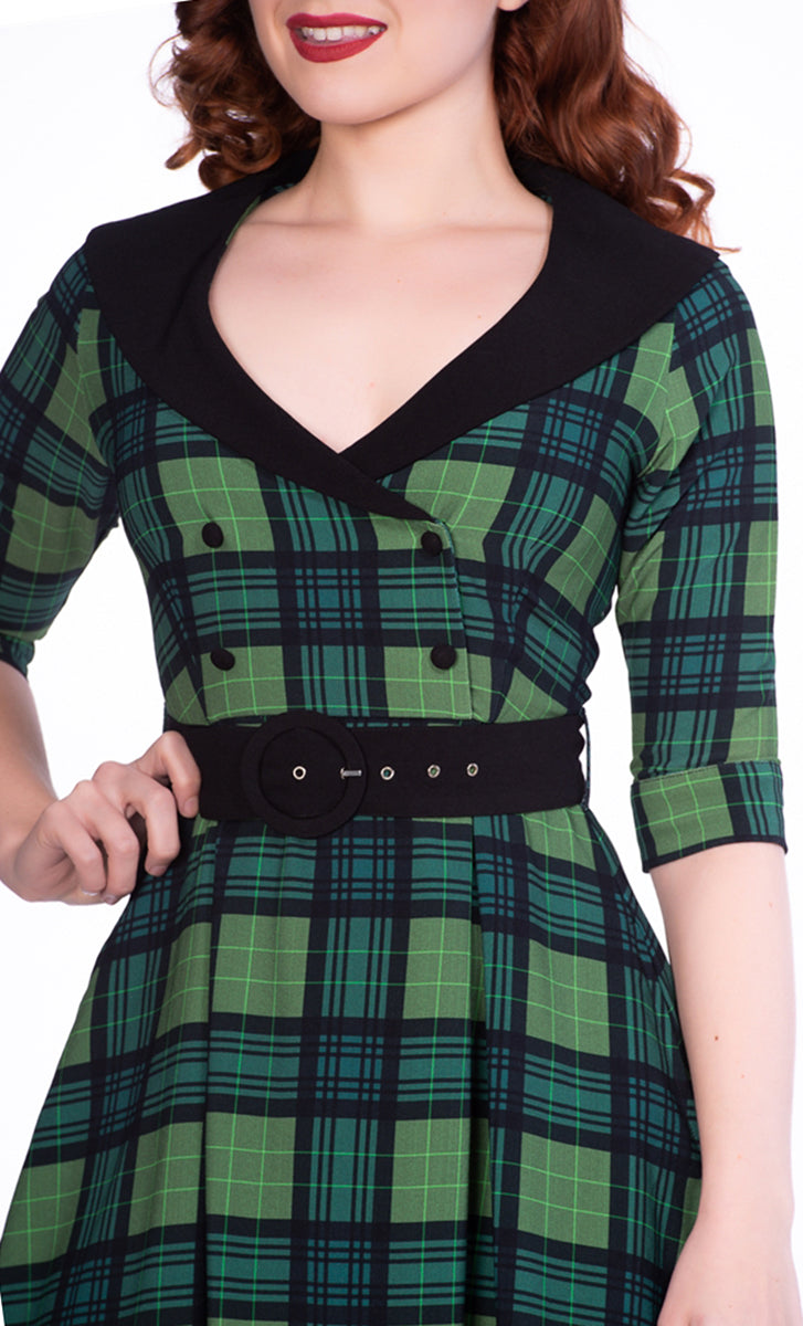 Sheen_RAAKEL_Vintage_TARTAN_Karo_COLLAR_Dreiviertelarm_SWING_Dress_Kleid-2dwsYLAQP2kN9n