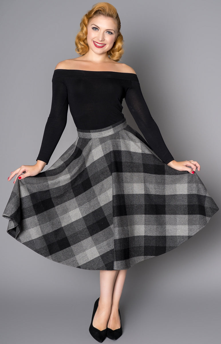 Sheen_SOPHIE_Vintage_CHECK_Karo_Swing_Skirt_TELLERROCK_Grau-1