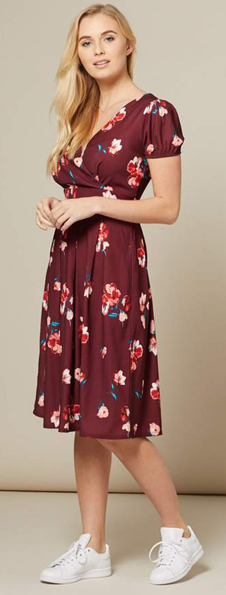Sheen_TILLY_Vintage_Floral_FLOWER_Blumen_V-NECK_Kurzarm_SWING_DRESS_Kleid_killer_kirsche_1hhgF488iLfhaf