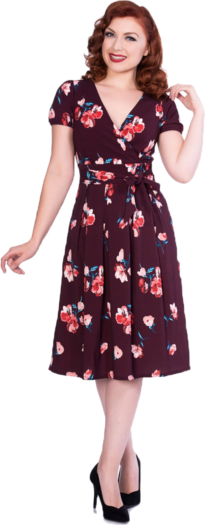 Sheen_TILLY_Vintage_Floral_FLOWER_Blumen_V-NECK_Kurzarm_SWING_DRESS_Kleid_killer_kirschec3UyM6BOlqWXM