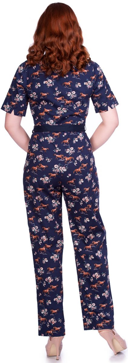Sheen_WILD_HORSE_Vintage_PFERDE_Blumen_BUTTONED_Kurzarm_Jumpsuit-3