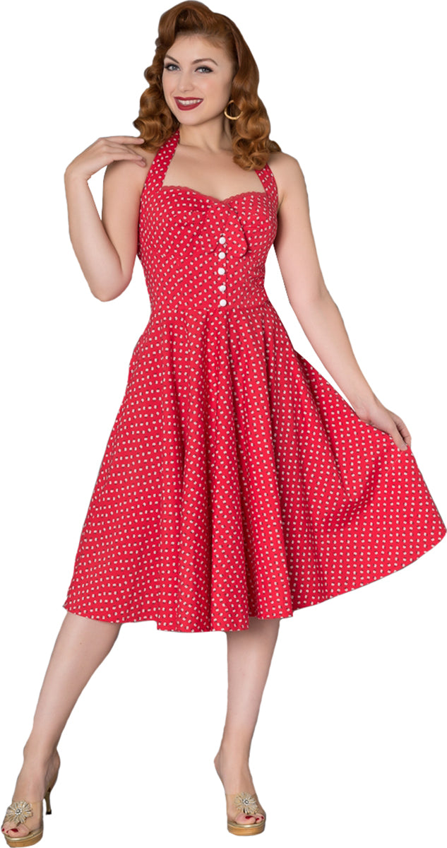 Sheen_XANDRIA_Vintage_BLUMEN_Floral_Neckholder_SWING_Dress_Kleid-1