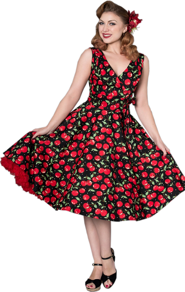 Sheen_ZARAH_Vintage_Polka_Dot_CHERRY_Bow_Retro_SWING_Dress_Kleid-1