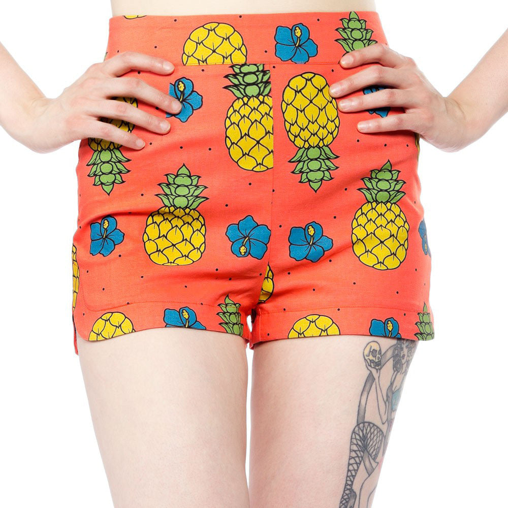 Sourpuss_PINA_COLADA_Bombshell_Tropical_Fruits_Vintage_Hose_SHORTS