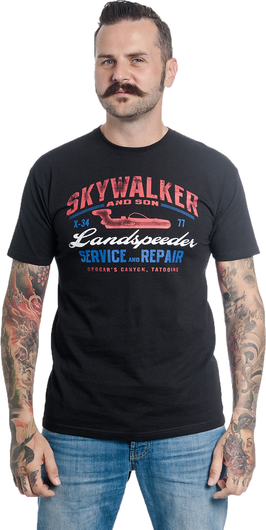 Star_Wars_LANDSPEEDER_PRINT_Motiv_Retro_RUNDHALS_Kurzarm_Herren_T-SHIRT_Killer_Kirsche-1