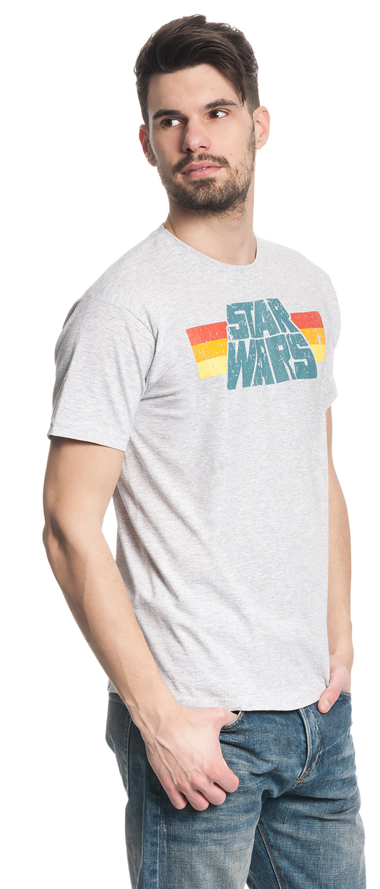 Star_Wars_VINTAGE_77_Logo_Retro_MOTIV_Kurzarm_Rundhals_Herren_T-SHIRT_Grau_killer_kirsche_5