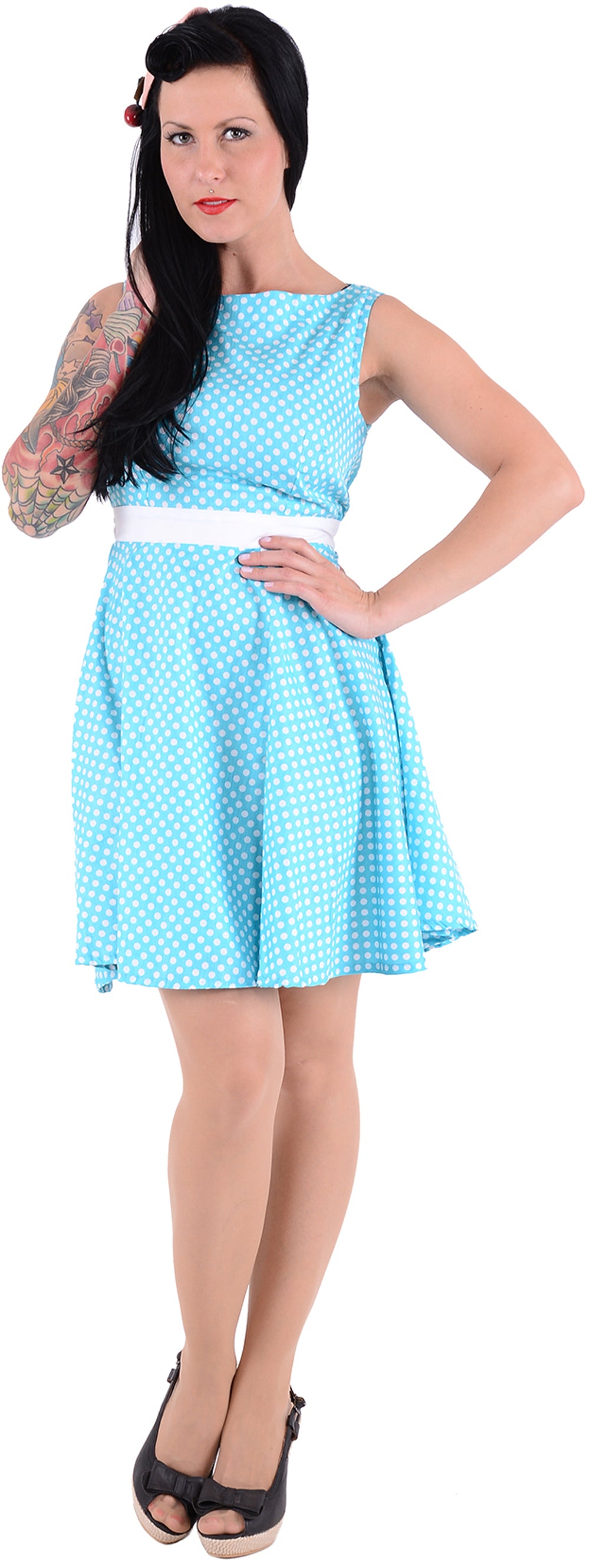 Suesses_Retro_POLKA_DOTS_Fifties_Punkte_DRESS_Kleid_-_TuerkisS0OZqND1kwZcm