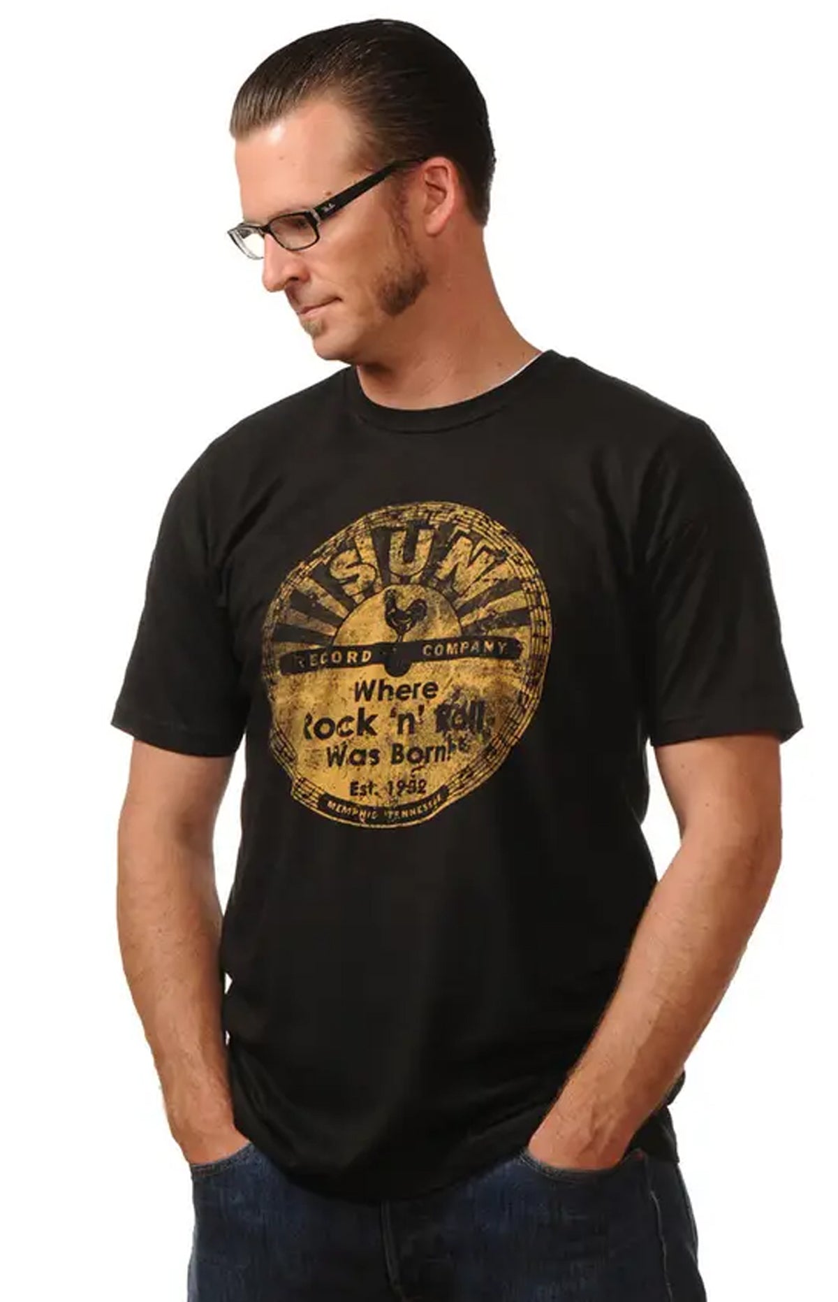 Sun_Records_DISTRESSED_SUN_LOGO_Rock_n_Roll_50s_Herren_Tee_T-SHIRT_Shirt_-_Schwarz-1