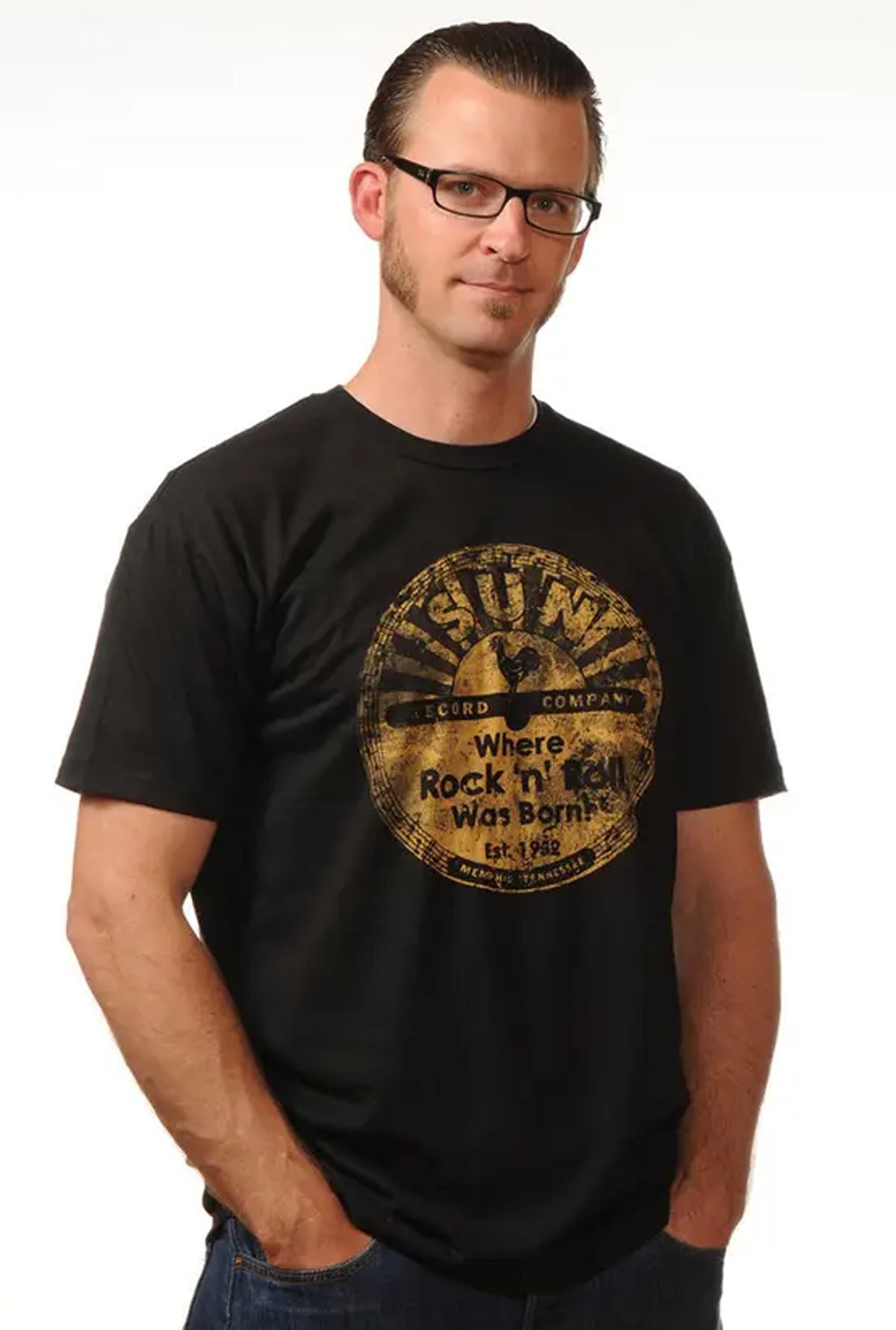 Sun_Records_DISTRESSED_SUN_LOGO_Rock_n_Roll_50s_Herren_Tee_T-SHIRT_Shirt_-_Schwarz-2