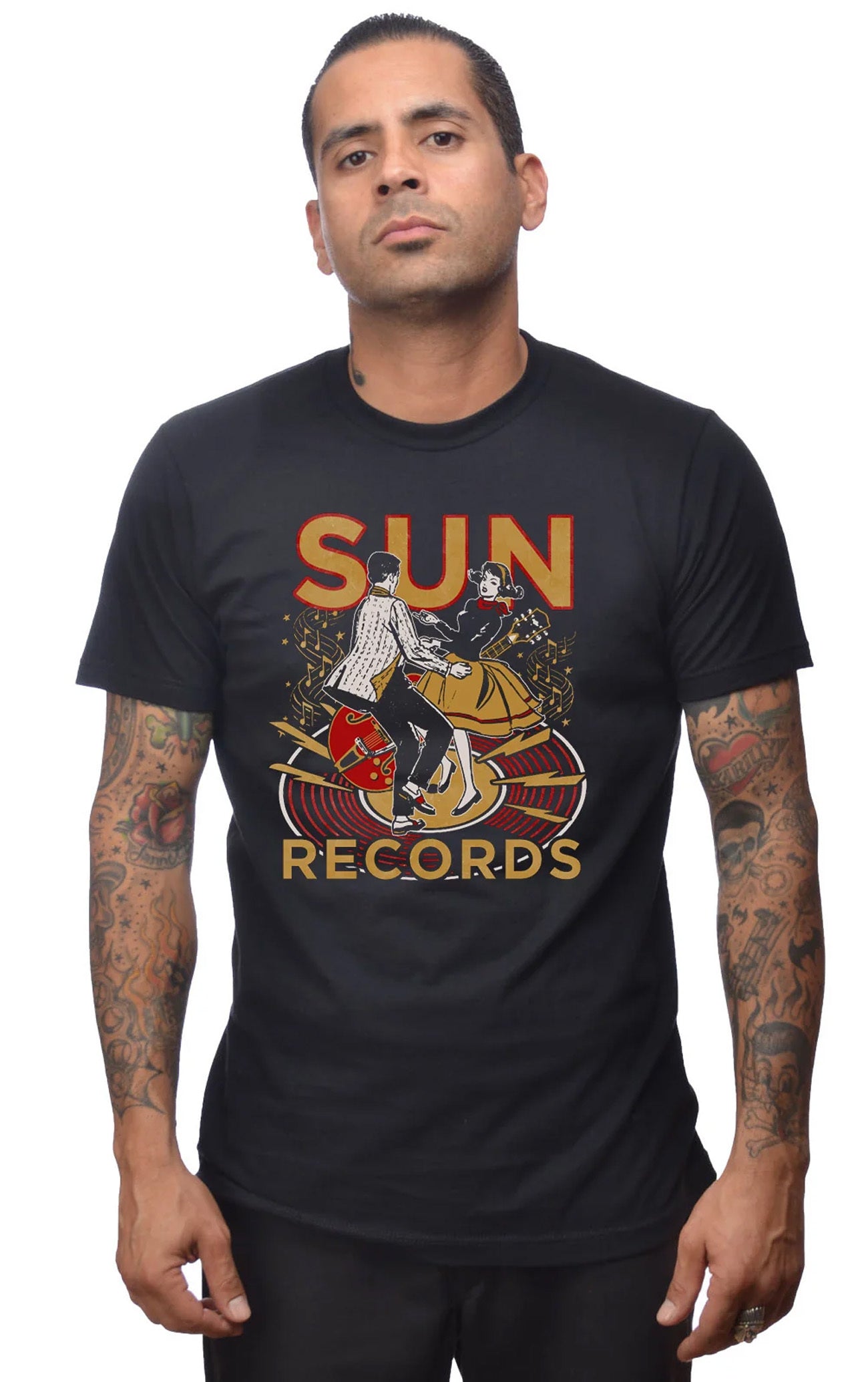 Sun_Records_LINDY_HOP_Vinyl_Rockabilly_Dance_Print_Herren_T-Shirt_Shirt_-_Schwarz-1