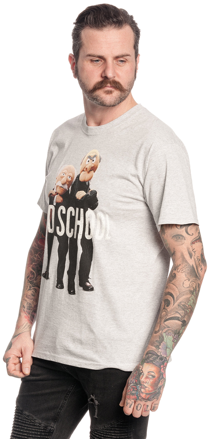 The_Muppets_WALDORF_STATLER_Oldschool_Motiv_RUNDHALS_Kurzarm_Herren_T-SHIRT_-_Grau_killer_kirsche5
