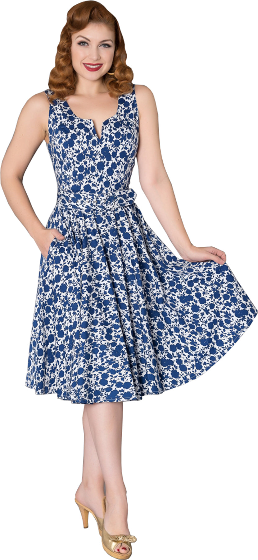 Timeless_London_MINA_50s_Two-Tone_FLORAL_Blumen_Traeger_SWING_DRESS_Kleid_Killer_Kirsche-1