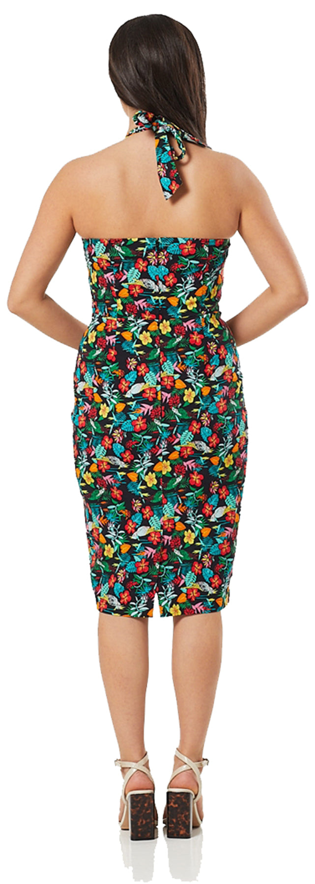 Timeless_London_PIPPA_Tropical_HIBISKUS_50s_Neckholder_PENCIL_DRESS_Bleistiftkleid_killer_kirsche_3
