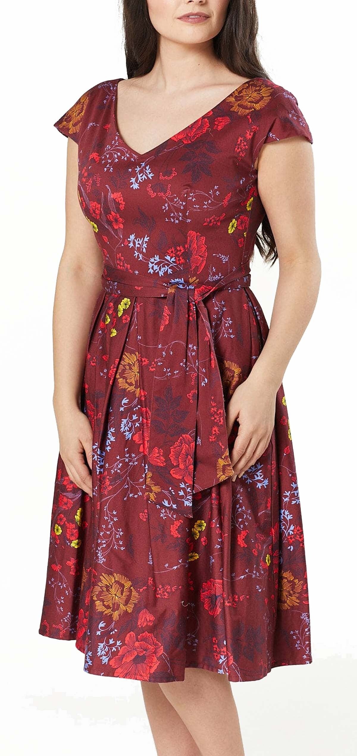 Timeless_TEAGAN_FLORAL_Vintage_FLOWER_Blumen_V-NECK_50s_SWING_DRESS_Kleid-2ubiZkawcek6wG