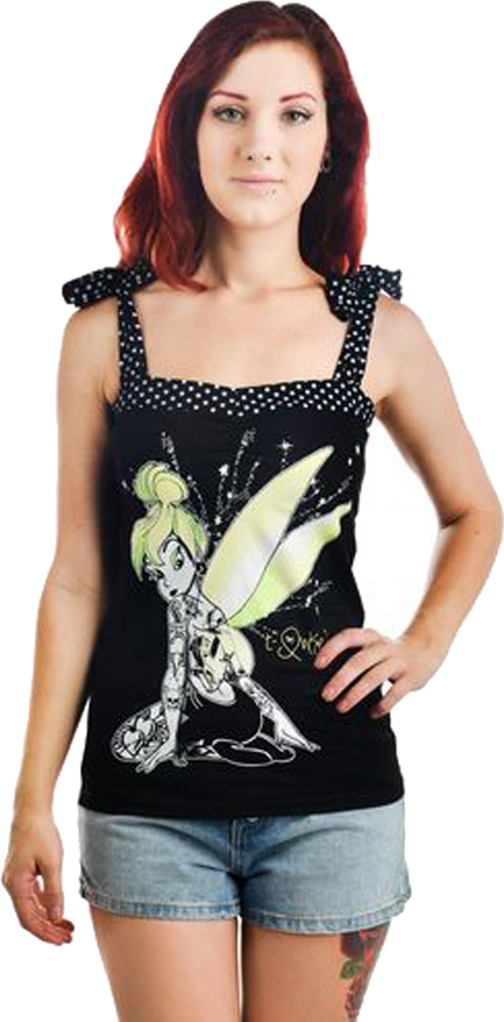 Too_Fast_ANNABEL_BOW_TANK_Tinkerbell_Polka_Dots_PUNKTE_Bow_TOP_schwarz