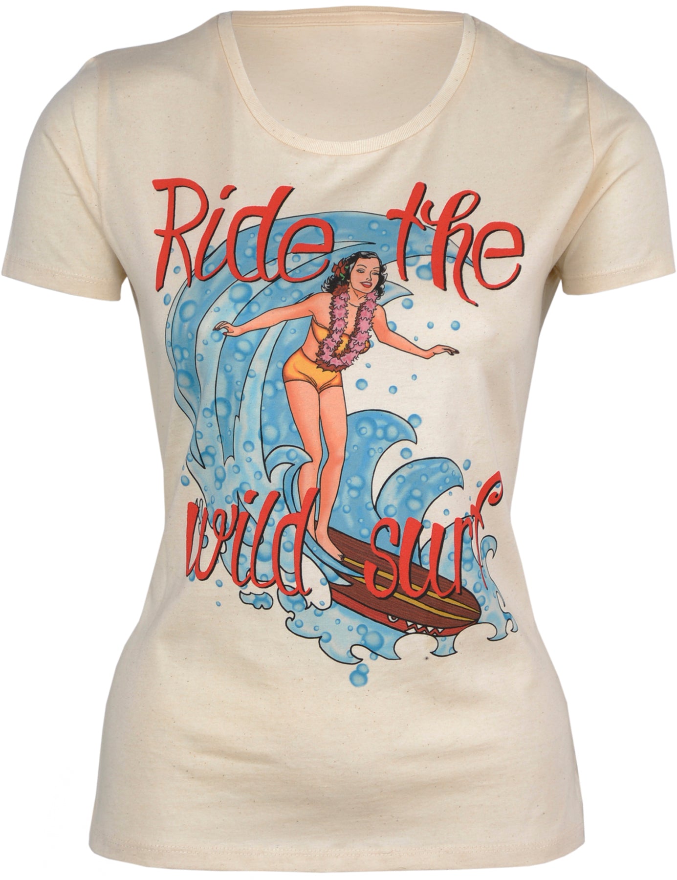 Traumtrulla_WILD_SURF_Tropical_HULA_GIRL_Kurzarm_Retro_MOTIV_T-SHIRT_-_Creme_Killer_Kirsche-1Z46pkiG90Limp