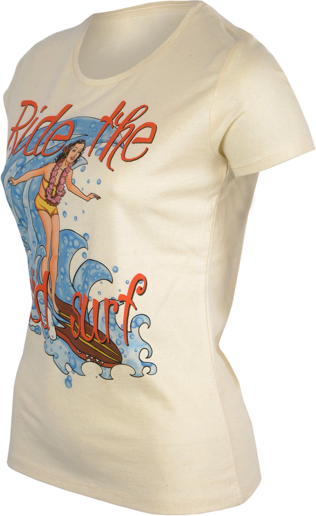 Traumtrulla_WILD_SURF_Tropical_HULA_GIRL_Kurzarm_Retro_MOTIV_T-SHIRT_-_Creme_Killer_Kirsche-2k3WHeLHHoJF79