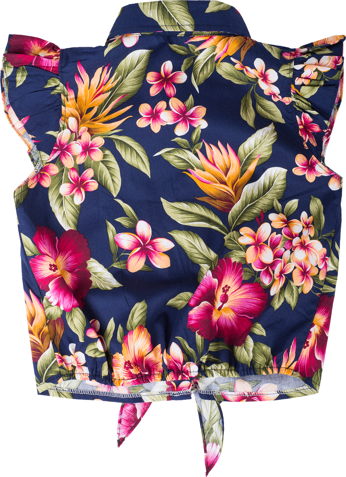 Tropical_HIBISKUS_Frangipani_TIE_UP_Blouse_Kinder_BLUSE_Oberteil_Blau-2