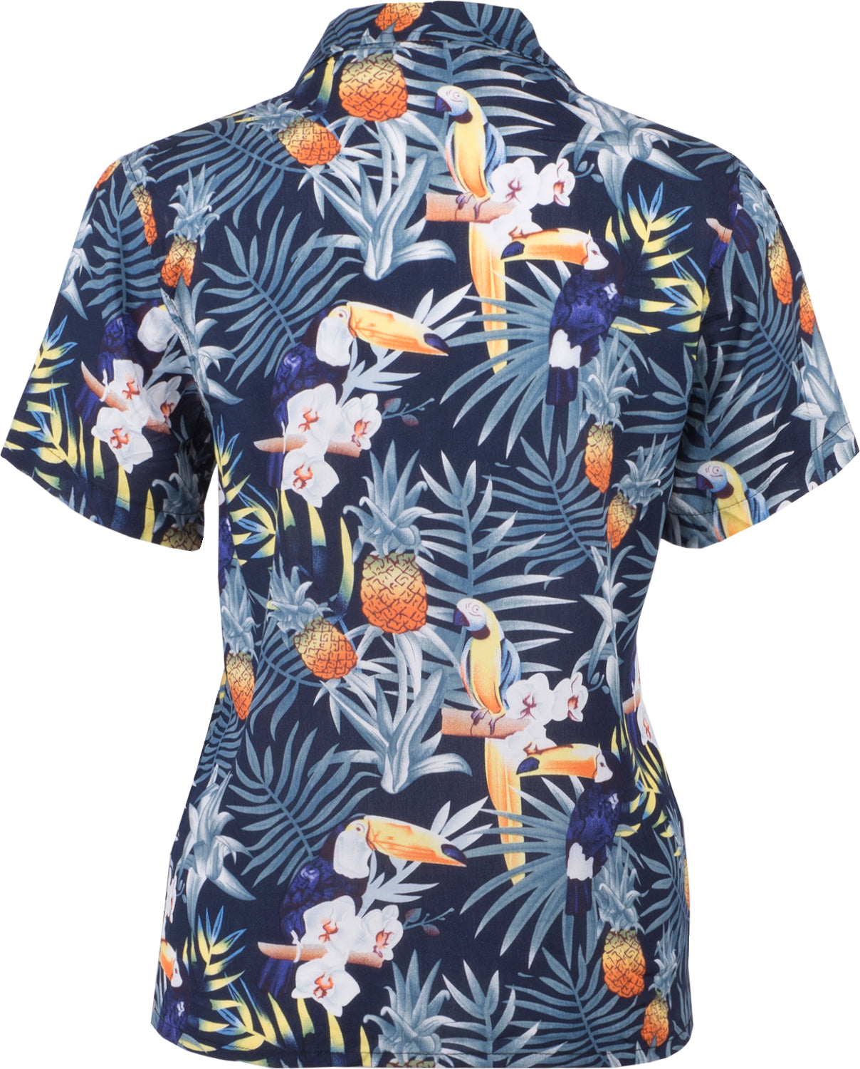 Tropical_MALIE_Ananas_TOUCAN_Pineapple_Kurzarm_Oberteil_HAWAII_BLUSE_Blau-3