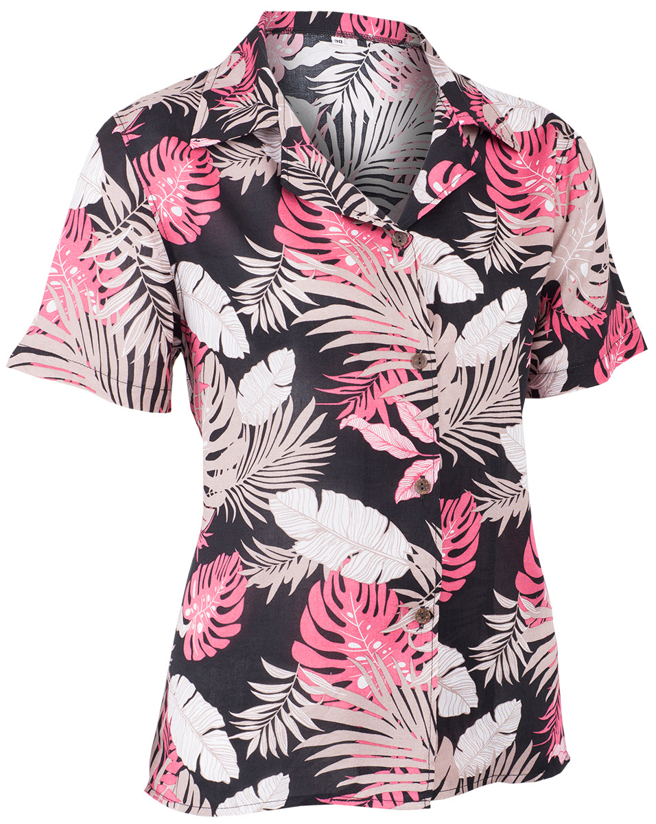 Tropical_MALOU_Retro_PALMENBLaeTTER_Kurzarm_Oberteil_HAWAII_BLUSE-3
