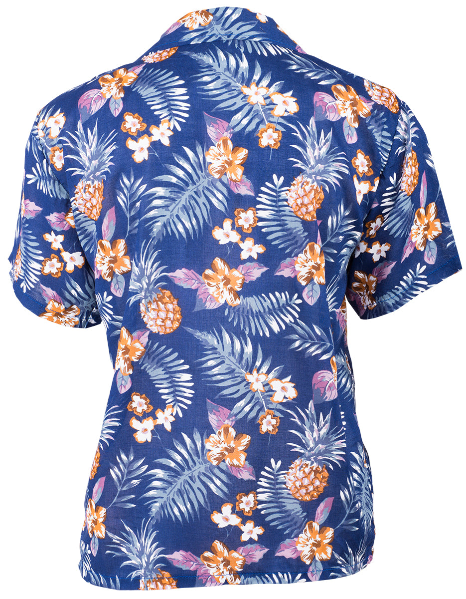 Tropical_NALANI_Palmenblaetter_HIBISKUS_Ananas_HAWAII_BLUSE_Blau-4